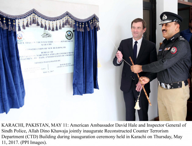 sindh ig ad khawaja and american ambassador david hale inaugurate the building that is supposed to house a state of the art information technology service centre photo ppi sindh ig ad khawaja and american ambassador david hale inaugurate the building that is supposed to house a state of the art information technology service centre photo ppi