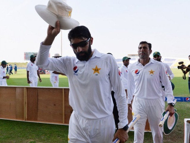 last stand misbah and younus will retire from test cricket after the ongoing third and last test against west indies at roseau photo afp last stand misbah and younus will retire from test cricket after the ongoing third and last test against west indies at roseau photo afp