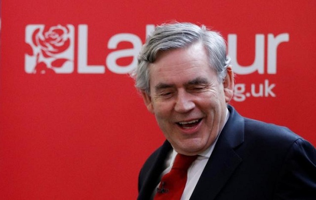 britain 039 s former prime minister gordon brown gives a labour party campaign speech at the engineering department of coventry university photo reuters