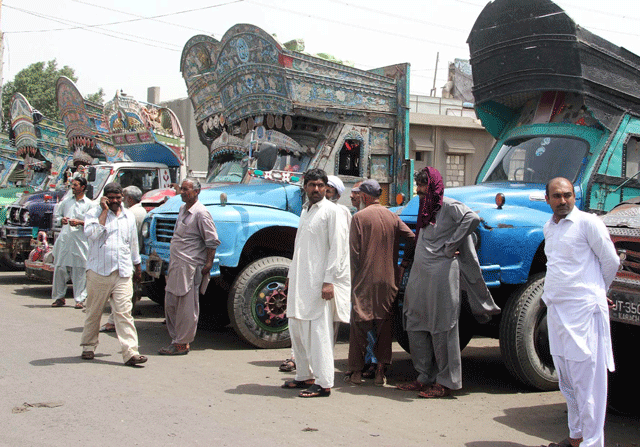 all the goods carriers went on strike in protest on tuesday photo athar khan