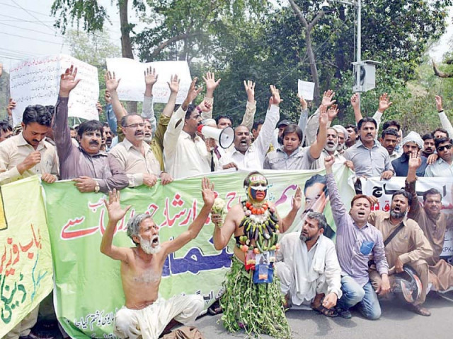 apca activists shouting slogans in favour of their demands at one of the protests in lahore photo express apca activists shouting slogans in favour of their demands at one of the protests in lahore photo express