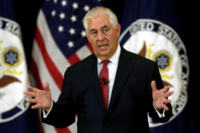 us secretary of state rex tillerson delivers remarks to the employees at the state department in washington us may 3 2017 photo reuters