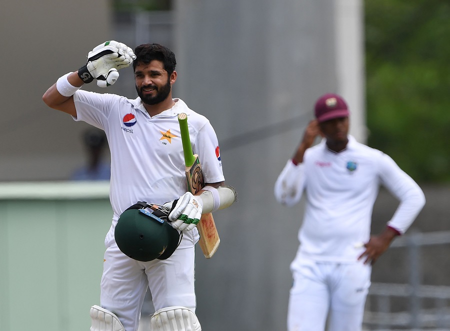 azhar ali scored 127 off 334 balls before being bowled by roston chase photo afp