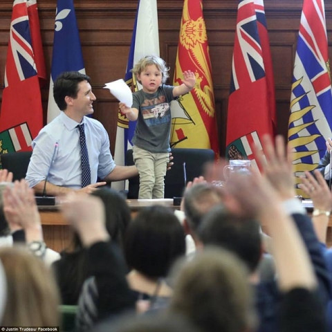 justin trudeau and his son hadrien trudeau photo justin trudeau facebook