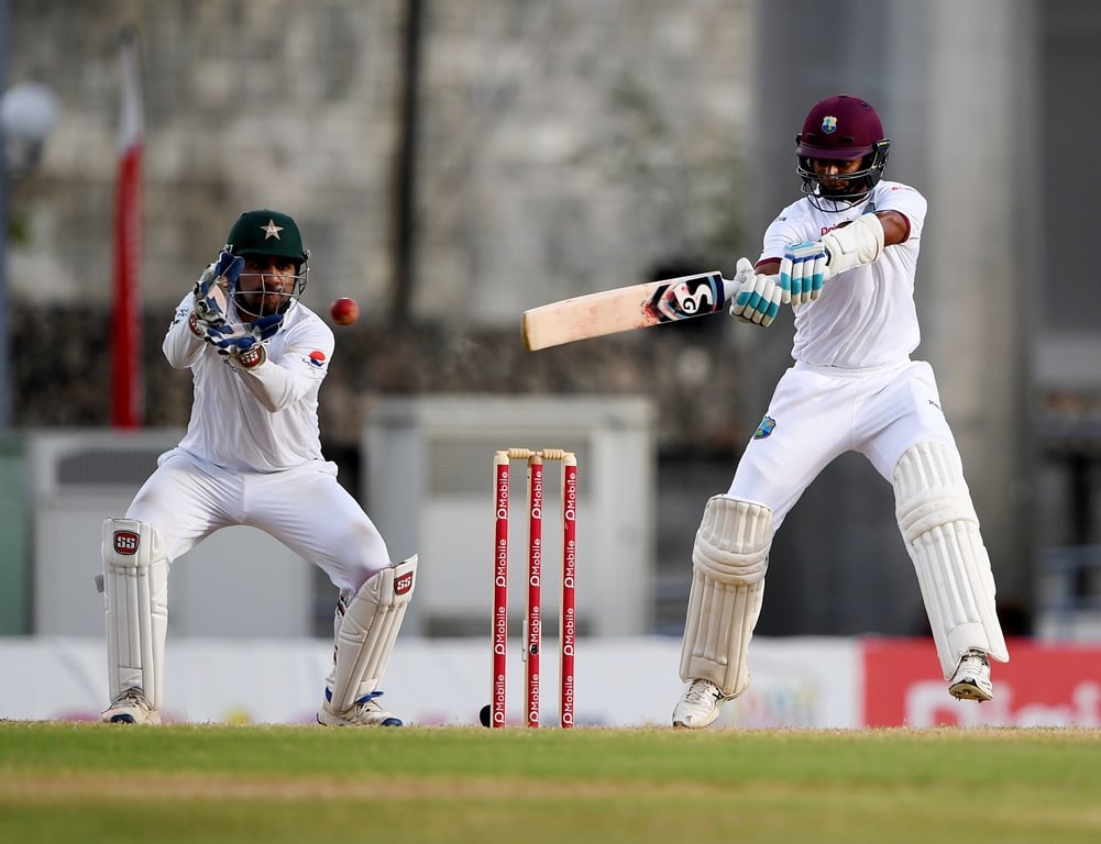 shane dowrich and jason holder were holding the wicket for west indies at the end of day three photo afp