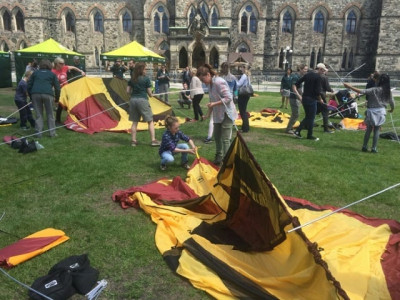 wife of canada s trudeau plugs parks with parliament tents