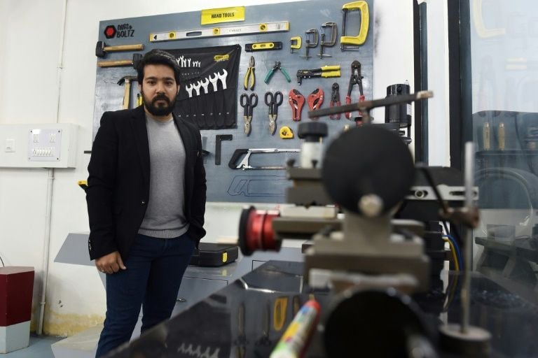 saurabh ahuja director of indian company nuts and boltz poses during an interview with afp in new delhi photo afp