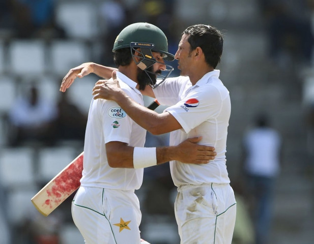 misbah and younus were dismissed for the last time in their test career photo afp misbah and younus were dismissed for the last time in their test career photo afp
