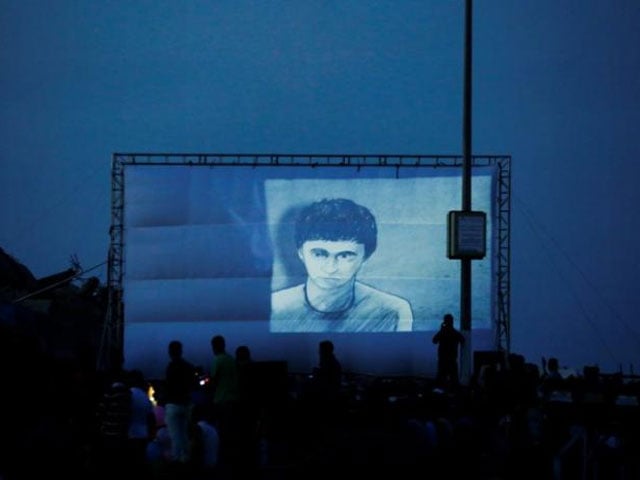 a film is screened during the third edition of the red carpet film festival at the seaport of gaza city may 12 2017 reuters mohammed salem