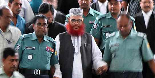 in this file photo jamaat e islami leader delwar hossain sayedee c emerges from the bangladesh international crimes tribunal in dhaka on august 10 2011 photo afp