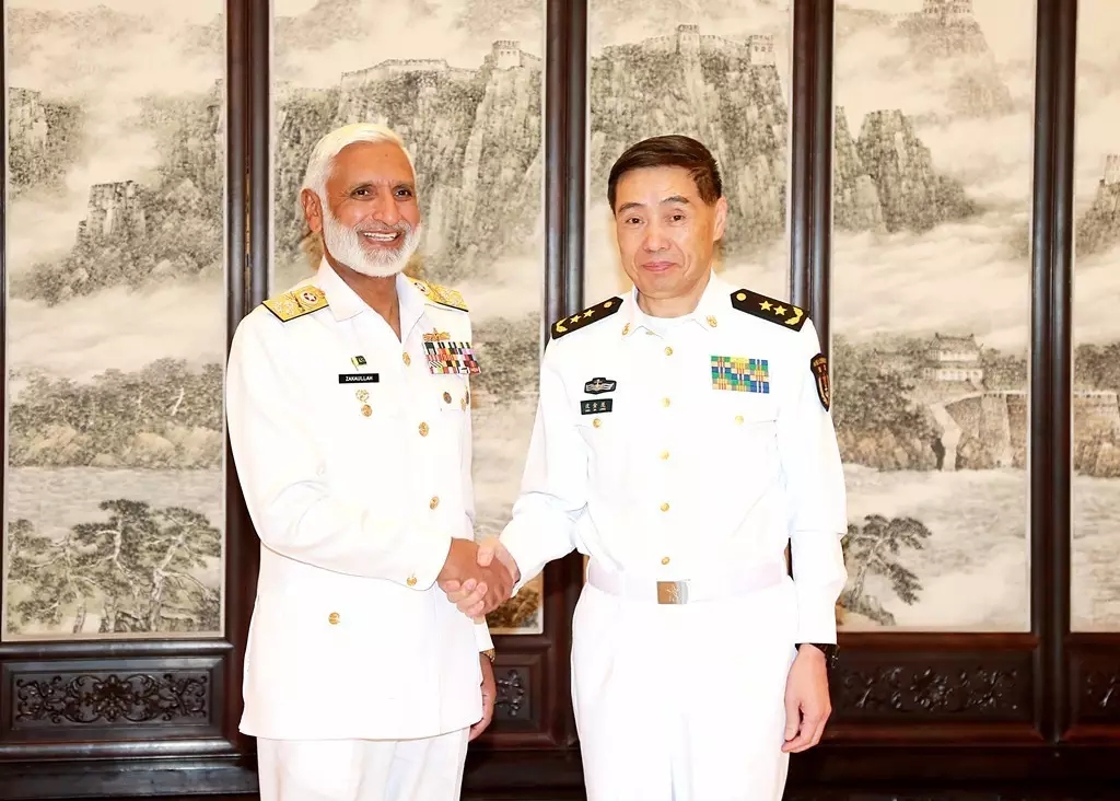 admiral muhammad zakaullah meet vice admiral shen jinlong in beijing china on monday photo pakistan navy