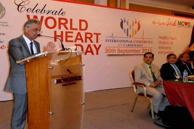 the provincial health minister jam mehtab hussain dahar speaking at the conference photo express the provincial health minister jam mehtab hussain dahar speaking at the conference photo express