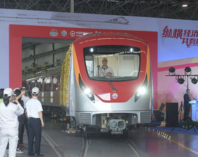 the first of 27 trains designed for the orange line metro in lahore rolled off the production line in central china s hunan province on monday photo china xinhua news