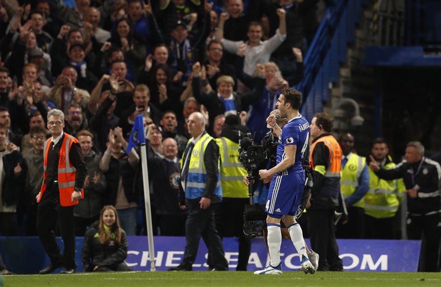 chelsea 039 s cesc fabregas celebrates scoring their fourth goal against watford on monday photo reuters