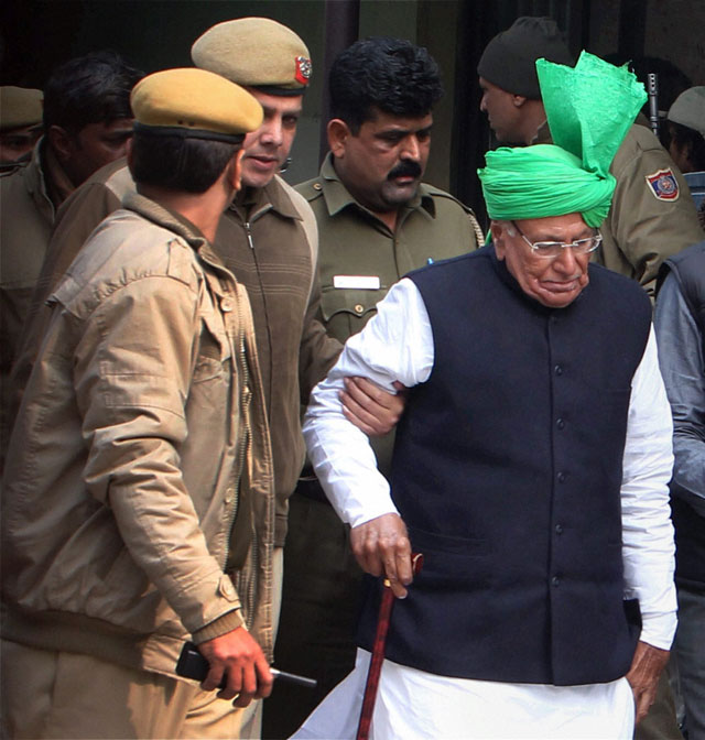 om prakash chautala who is currently serving a 10 year jail term in tihar jail for corruption charges secured first division in the high secondary school exams conducted by at a centre set up for prisoners photo courtesy pti