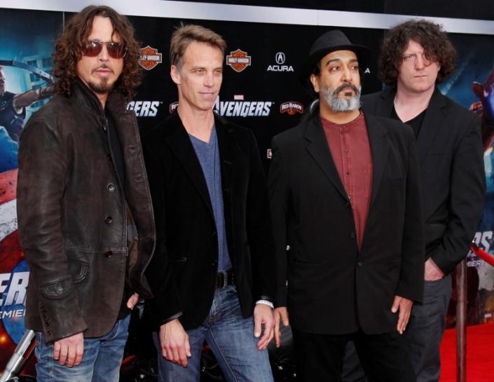 band members of soundgarden l   r chris cornell matt cameron kim thayil and ben shepherd pose at the world premiere of the film quot marvel 039 s the avengers quot in hollywood california us april 11 2012 photo reuters