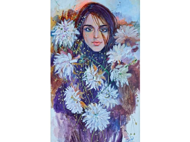 a group exhibition called visual verses featuring artworks of four veteran artists is underway at the ejaz art gallery photo express