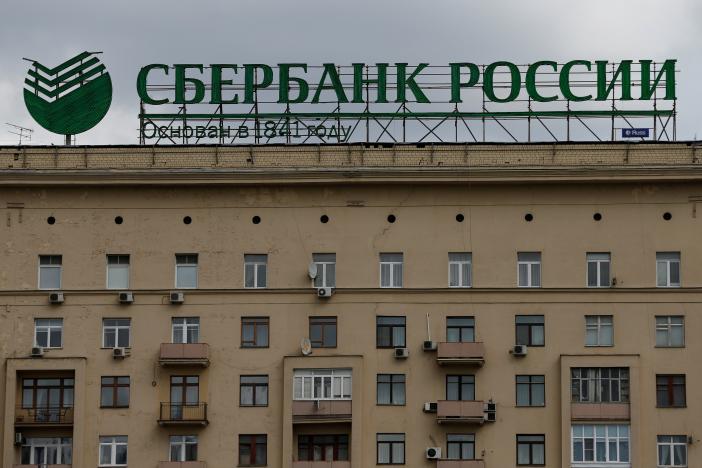 the logo of sberbank is seen on top of a building in central moscow russia photo reuters