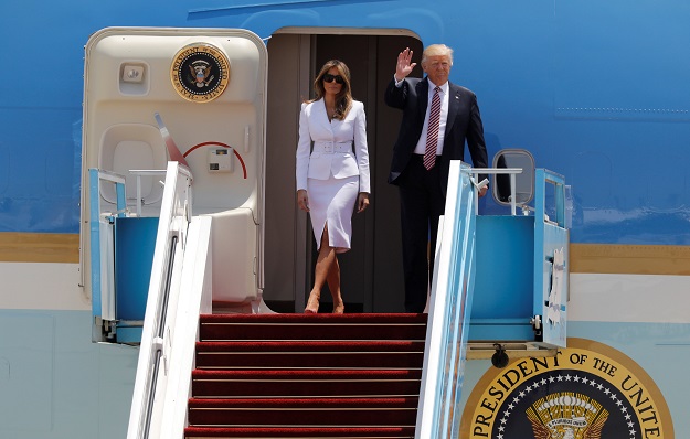 us president donald trump and first lady melania trump arrive aboard air force one photo reuters