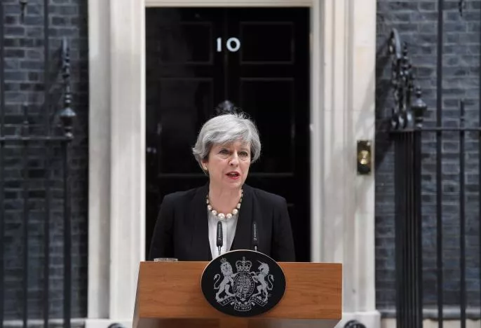 britain 039 s prime minister theresa may speaks outside 10 downing street in london may 23 2017 photo reuters britain 039 s prime minister theresa may speaks outside 10 downing street in london may 23 2017 photo reuters