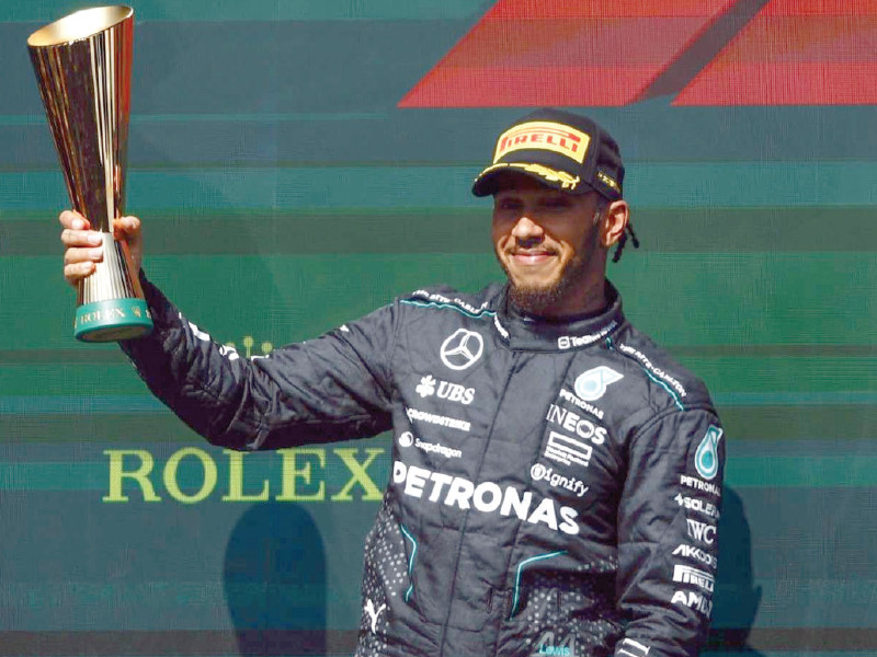 lewis hamilton finished second in the belgian gp but was handed the win when mercedes teammate george russell was disqualified photo afp