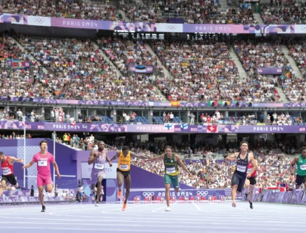noah lyles of united states and louie hinchliffe of britain cross the finish line in heat number three at stade de france on saturday photo reuters
