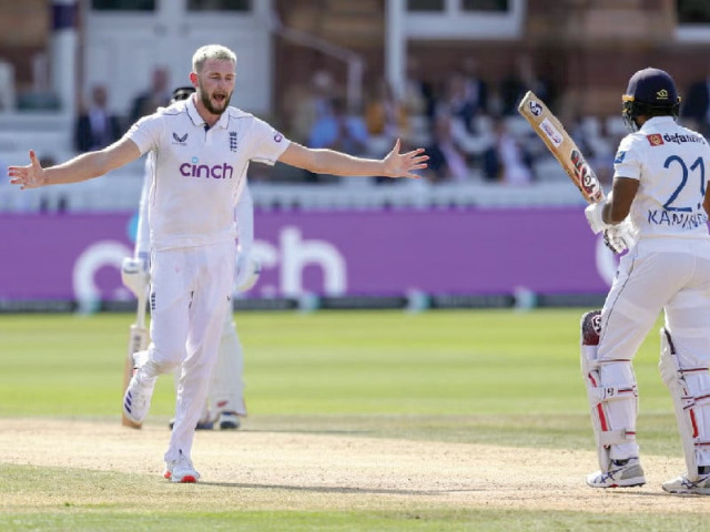 gus atkinson celebrates a wicket against sri lanka at lord s photo afp gus atkinson celebrates a wicket against sri lanka at lord s photo afp