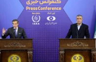 iran s head of the atomic energy organisation mohammad eslami and the united nations nuclear chief rafael grossi hold a joint press conference in tehran iran on november 14 2024 photo afp