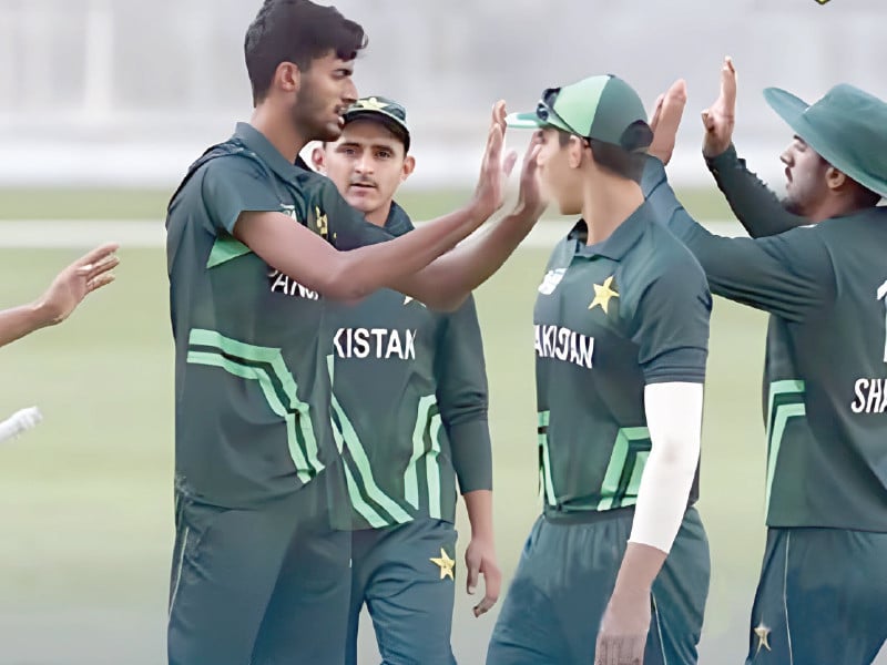 pak under 19 players celebrate the dismissal of another uae under 19 batsman in acc asia cup match in dubai on monday photo afp