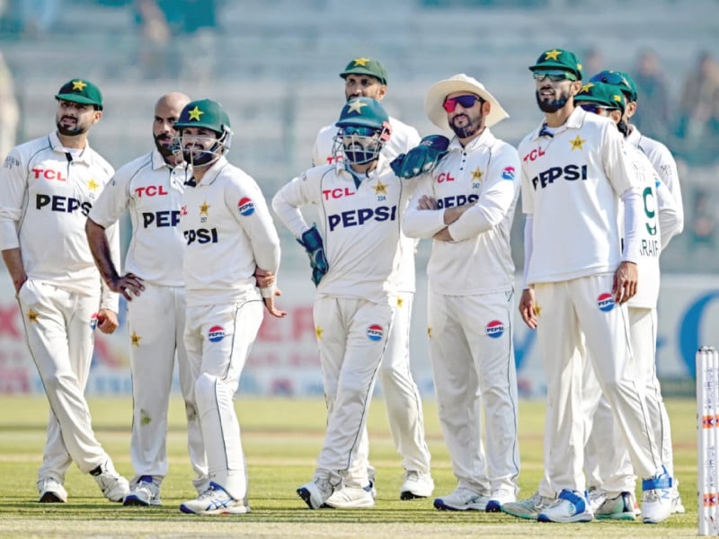 pakistan team in action against west indies during the second test photo afp