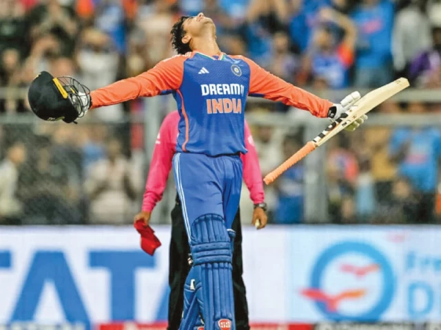 opener abhishek sharma smashed 135 runs as india reached 247 9 in the fifth and final t20 international cricket match against england in mumbai photo afp opener abhishek sharma smashed 135 runs as india reached 247 9 in the fifth and final t20 international cricket match against england in mumbai photo afp