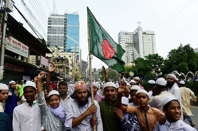 hardliners have staged massive protests in dhaka in recent months against what they say is a greek goddess unbefitting of bangladesh photo afp