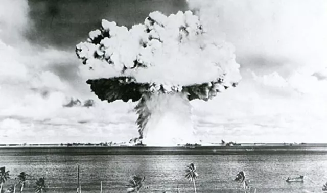 this u s navy handout image shows baker the second of the two atomic bomb tests in which a 63 kiloton warhead was exploded 90 feet under water as part of operation crossroads conducted at bikini atoll in july 1946 to measure nuclear weapon effects on warships photo reuters this u s navy handout image shows baker the second of the two atomic bomb tests in which a 63 kiloton warhead was exploded 90 feet under water as part of operation crossroads conducted at bikini atoll in july 1946 to measure nuclear weapon effects on warships photo reuters