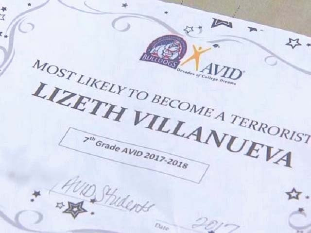 the channelview independent school district is disciplining teachers who named lizeth villanueva as the student quot most likely to become a terrorist quot photo khou tv houston the channelview independent school district is disciplining teachers who named lizeth villanueva as the student quot most likely to become a terrorist quot photo khou tv houston
