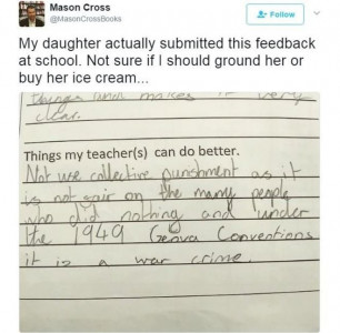 11 year old girl accuses school of committing war crime