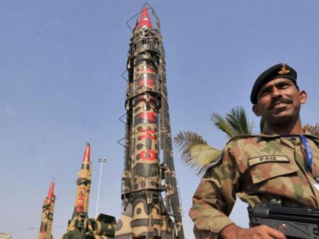 in this photo pakistani army soldiers guard nuclear capable missiles at the international defence exhibition in karachi photo afp