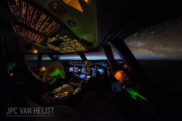 this incredible image contains three mesmerising sights   the northern lights a slow sunrise and the twinkling milky way it was taken over far northern russia during a night flight from luxembourg to komatsu japan said van heijst from the first officer 039 s seat of a boeing 747 8 cockpit