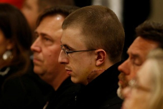 micah fletcher the surviving victim of friday 039 s max train attack watches as suspect jeremy christian not shown is arraigned in multnomah county circuit court in portland oregon u s may 30 2017 photo reuters