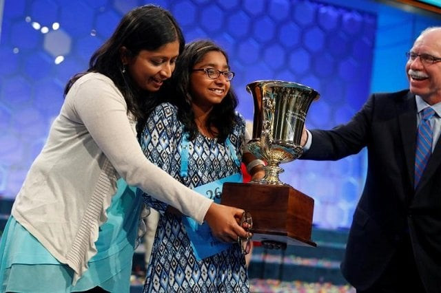ananya vinay of fresno california celebrates after winning the 2017 scripps national spelling bee at national harbor in oxon hill maryland vinay took home a 40 000 cash prize after 12 hours of picking her way along a precarious lifeline of consonants and vowels correctly spelling the word marocain a dress fabric made of warp of silk or rayon and a filling of other yarns to win the spelling bee photo reuters