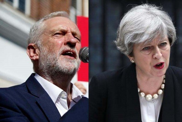 l labour leader jeremy corbyn and r prime minister theresa may photo reuters