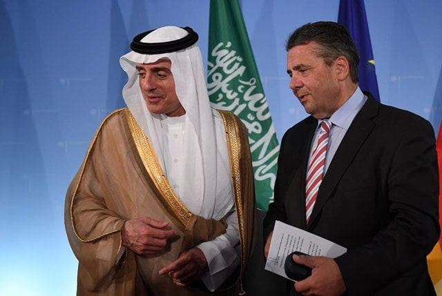 german vice chancellor and foreign minister sigmar gabriel r and his saudi arabian counterpart adel al jubeir talk after a joint press conference at the foreign ministry in berlin on june 7 2017 photo afp german vice chancellor and foreign minister sigmar gabriel r and his saudi arabian counterpart adel al jubeir talk after a joint press conference at the foreign ministry in berlin on june 7 2017 photo afp