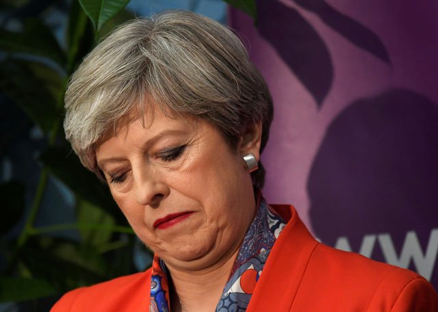 britain 039 s prime minister theresa may waits for the result of the vote in her constituency at the count centre for the general election in maidenhead june 9 2017 photo reuters