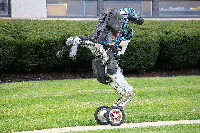 handle is a robot built by boston dynamics that combines the rough terrain capability of legs with the efficiency of wheels photo courtesy boston dynamics