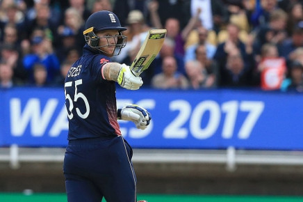 england 039 s ben stokes celebrates reaching 50 during the icc champions trophy match between england and australia at edgbaston in birmingham central england on june 10 2017 australia made 277 for 9 off their 50 overs photo afp