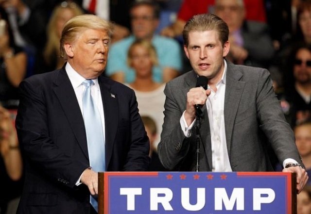 eric trump son of u s republican presidential candidate donald trump speaks at a campaign rally for his father in fayetteville north carolina march 9 2016 photo reuters