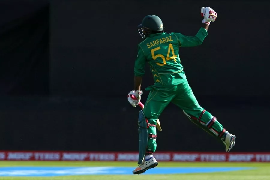 pakistan 039 s sarfraz ahmed celebrates after hitting the final match winning boundary in the icc champions trophy match between sri lanka and pakistan in cardiff on june 12 2017 sarfraz ahmed produced a superb captain 039 s innings following a top order collapse to see pakistan into the semi finals of the champions trophy with a three wicket win over sri lanka at cardiff on monday photo afp pakistan 039 s sarfraz ahmed celebrates after hitting the final match winning boundary in the icc champions trophy match between sri lanka and pakistan in cardiff on june 12 2017 sarfraz ahmed produced a superb captain 039 s innings following a top order collapse to see pakistan into the semi finals of the champions trophy with a three wicket win over sri lanka at cardiff on monday photo afp