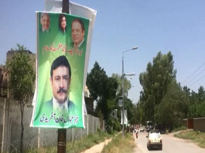 jit appearance banners supporting pm nawaz surface near judicial academy