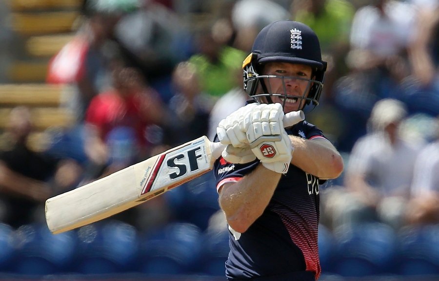 england 039 s eoin morgan plays a shot during the icc champions trophy semi final cricket match between england and pakistan in cardiff on june 14 2017 photo afp