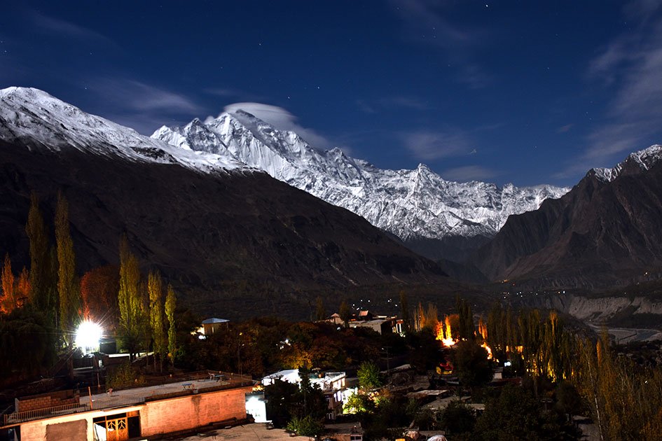 hunza valley in moon light photo express