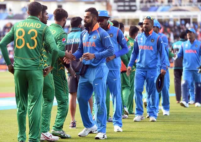 india 039 s captain virat kohli c leads his teammates as they shakes hands with pakistan players photo afp